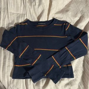 Long Sleeve Brandy Melville Navy Blue Crop Top